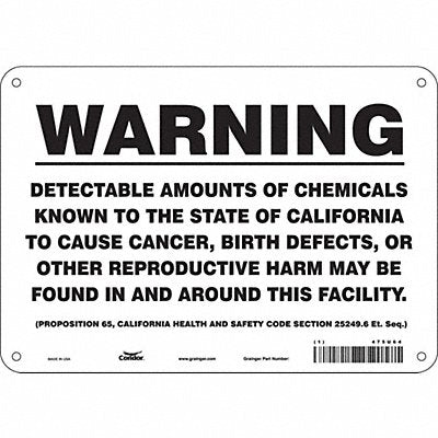 CONDOR 475U64 Safety Sign 10 Wx7 H 0.032 Thickness