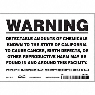 CONDOR 475U69 Safety Sign 7 Wx5 H 0.004 Thickness