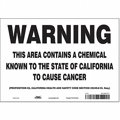 CONDOR 475U77 Safety Sign 10 Wx7 H 0.004 Thickness