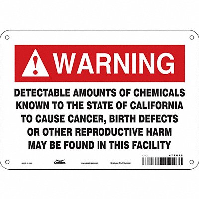 CONDOR 475U85 Safety Sign 10 Wx7 H 0.032 Thickness