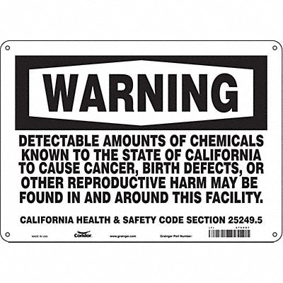 CONDOR 475V07 Safety Sign 14 Wx10 H 0.055 Thickness