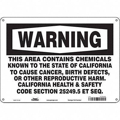 CONDOR 475V25 Safety Sign 14 Wx10 H 0.055 Thickness
