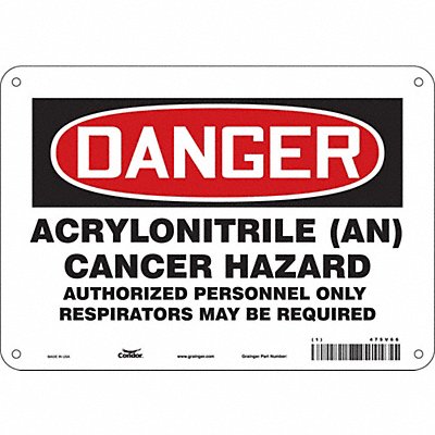 CONDOR 475V66 Safety Sign 7 in x 10 in Polyethylene