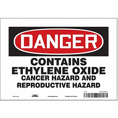 CONDOR 475V81 Safety Sign 7 in x 10 in Vinyl