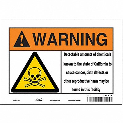CONDOR 475W12 Safety Sign 10 Wx7 H 0.004 Thickness