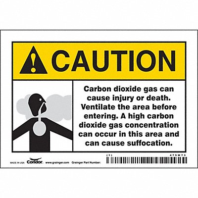 CONDOR 475W73 Safety Sign 3 1/2 inx5 in Vinyl