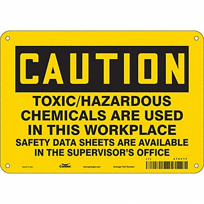 CONDOR 475Y17 Safety Sign 7 inx10 in Polyethylene