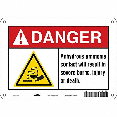 CONDOR 475Z77 Safety Sign 7 in x 10 in Polyethylene