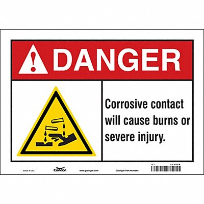 CONDOR 476A08 Safety Sign 10 in x 14 in Vinyl