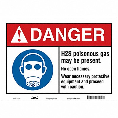 CONDOR 476A21 Safety Sign 10 in x 14 in Vinyl