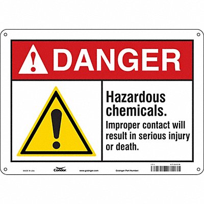 CONDOR 476A29 Safety Sign 10 in x 14 in Aluminum
