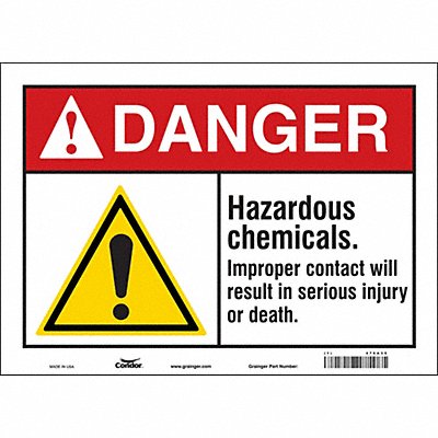 CONDOR 476A35 Safety Sign 10 in x 14 in Vinyl