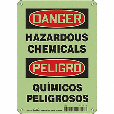 CONDOR 476A40 Safety Sign 10 in x 7 in Glow Vinyl