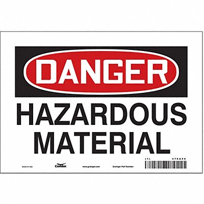 CONDOR 476A56 Safety Sign 7 in x 10 in Vinyl