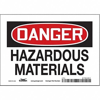 CONDOR 476A63 Safety Sign 5 in x 7 in Vinyl