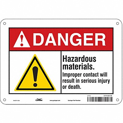 CONDOR 476A66 Safety Sign 7 in x 10 in Aluminum