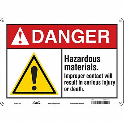 CONDOR 476A67 Safety Sign 10 in x 14 in Aluminum