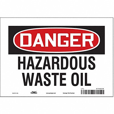 CONDOR 476A88 Safety Sign 7 inx10 in Vinyl