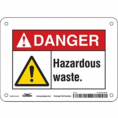 CONDOR 476A95 Safety Sign 5 in x 7 in Vinyl