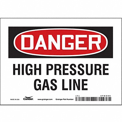 CONDOR 476C05 Safety Sign 5 in x 7 in Vinyl