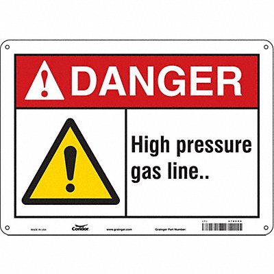 CONDOR 476C09 Safety Sign 10 in x 14 in Aluminum