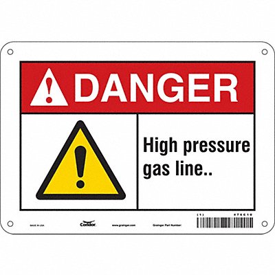 CONDOR 476C10 Safety Sign 7 in x 10 in Polyethylene