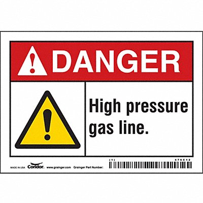 CONDOR 476C12 Safety Sign 3.5in x 5in Vinyl