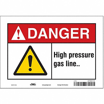 CONDOR 476C14 Safety Sign 7 in x 10 in Vinyl