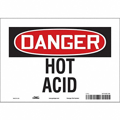 CONDOR 476C30 Safety Sign 7 in x 10 in Vinyl