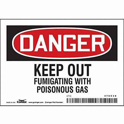 CONDOR 476C48 Safety Sign 3.5in x 5in Vinyl