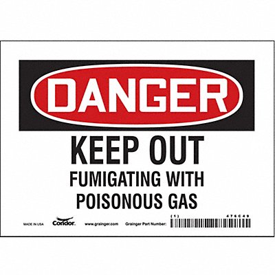 CONDOR 476C49 Safety Sign 5 in x 7 in Vinyl