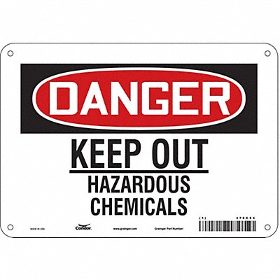 CONDOR 476C54 Safety Sign 7 inx10 in Polyethylene