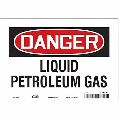CONDOR 476C67 Safety Sign 7 in x 10 in Vinyl