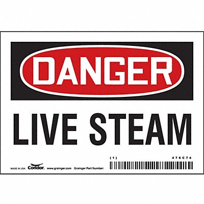 CONDOR 476C74 Safety Sign 3 1/2 inx5 in Vinyl