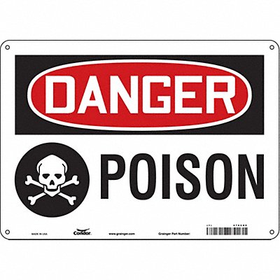 CONDOR 476C89 Safety Sign 10 inx14 in Polyethylene