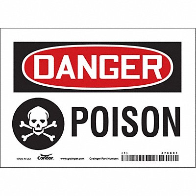 CONDOR 476C91 Safety Sign 5 in x 7 in Vinyl