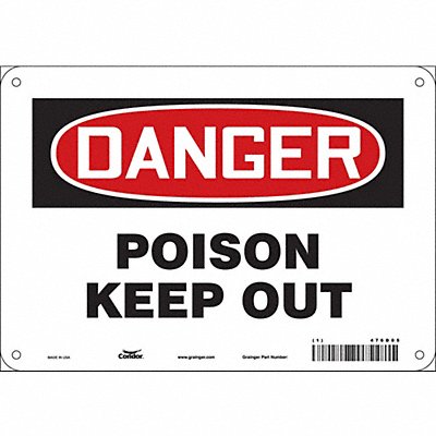 CONDOR 476D05 Safety Sign 7 in x 10 in Polyethylene