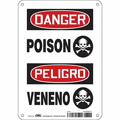 CONDOR 476D17 Safety Sign 10 in x 7 in Polyethylene