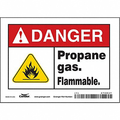 CONDOR 476D47 J8353 Safety Sign 5 in x 7 in Vinyl