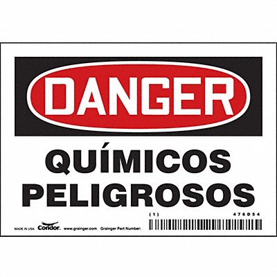 CONDOR 476D54 Safety Sign 3.5in x 5in Vinyl