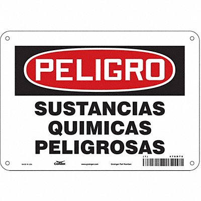 CONDOR 476D70 Safety Sign 7 in x 10 in Polyethylene