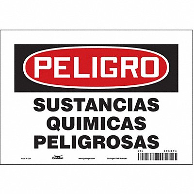 CONDOR 476D74 Safety Sign 7 in x 10 in Vinyl
