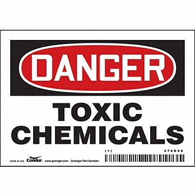 CONDOR 476D88 Safety Sign 3.5in x 5in Vinyl