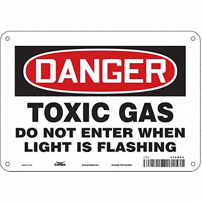 CONDOR 476D94 Safety Sign 7 in x 10 in Polyethylene
