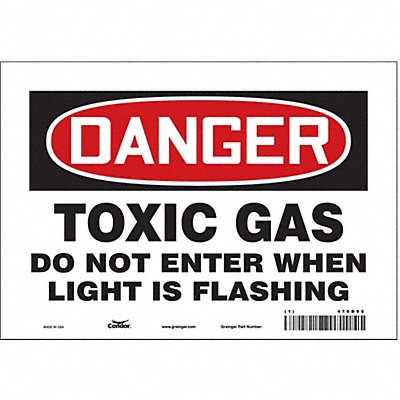 CONDOR 476D98 Safety Sign 7 in x 10 in Vinyl