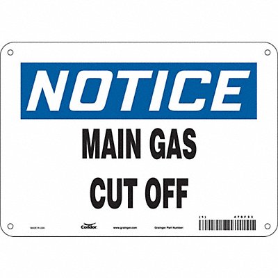 CONDOR 476F33 Safety Sign 7 in x 10 in Polyethylene