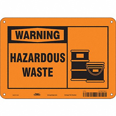 CONDOR 476F54 Safety Sign 7 in x 10 in Polyethylene