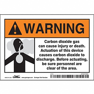 CONDOR 476F85 Safety Sign 3 1/2 inx5 in Vinyl