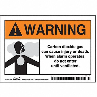 CONDOR 476F97 Safety Sign 3 1/2 inx5 in Vinyl