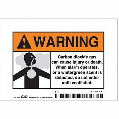 CONDOR 476G09 Safety Sign 3.5in x 5in Vinyl